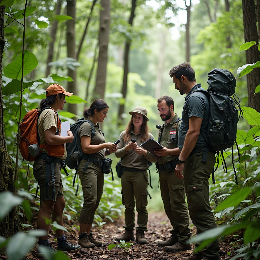 EcoGuardian team working in forest conservation